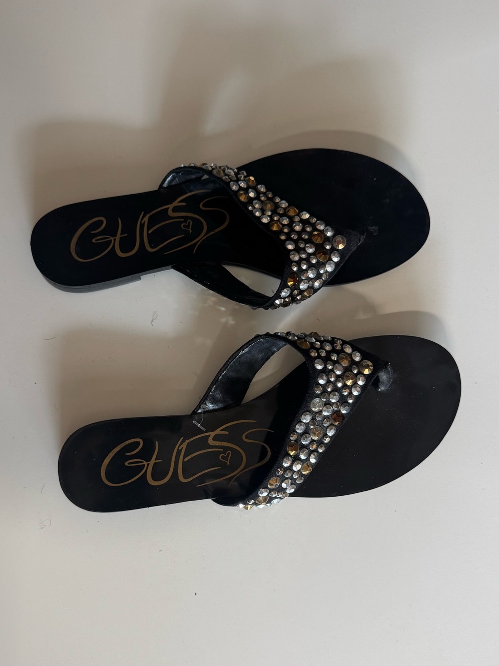 GUESS Women's studded mix metal sandal